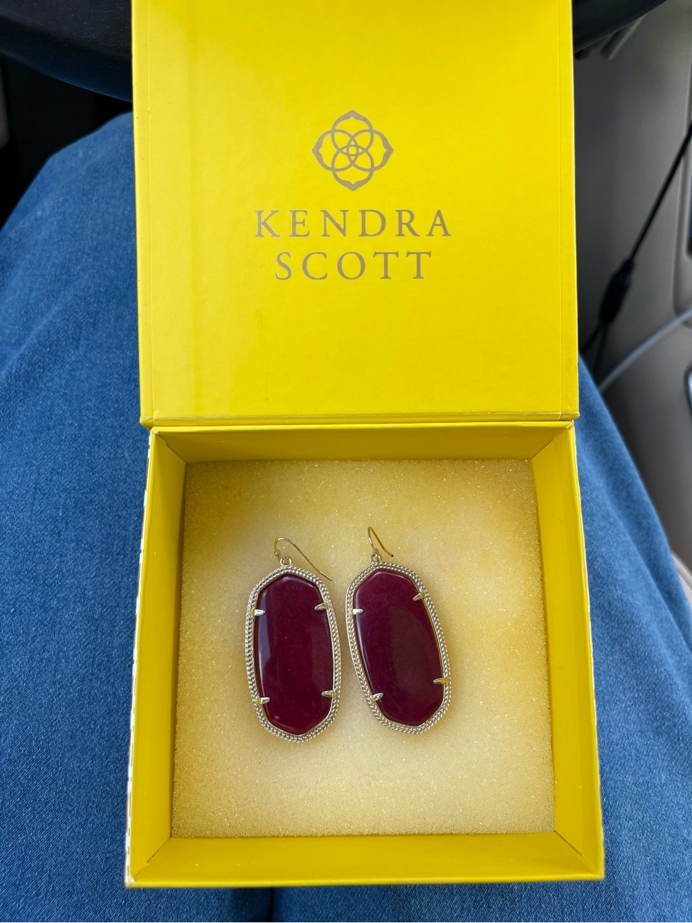 Kendra Scott Danielle Earrings - Deep Burgundy with Gold Trim